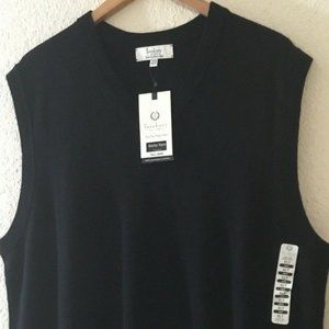 Men's Turnbury Extra Fine Merino Biella Yarn Wool Sweater Vest Black XLT Tall